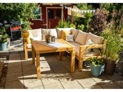 Lounge-Set mit Esstisch Morenci 4-teilig aus Akazienholz FSC®