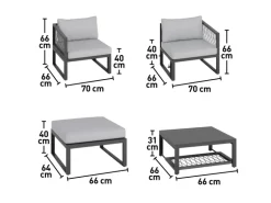 Lounge-Set Willa 4-teilig aus Aluminium Anthrazit