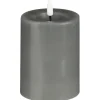 Luca Lighting Kerze Grau 10 cm x 7,5 cm LED mit Timer Warm Weiß