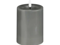 Luca Lighting Kerze Grau 10 cm x 7,5 cm LED mit Timer Warm Weiß