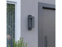 Lucande LED Wandleuchte Außen Laterne Ferdinand 9619150 mit Bewegungsmelder Spritzwassergeschützt Modern in Alu aus Aluminium 1-flammig