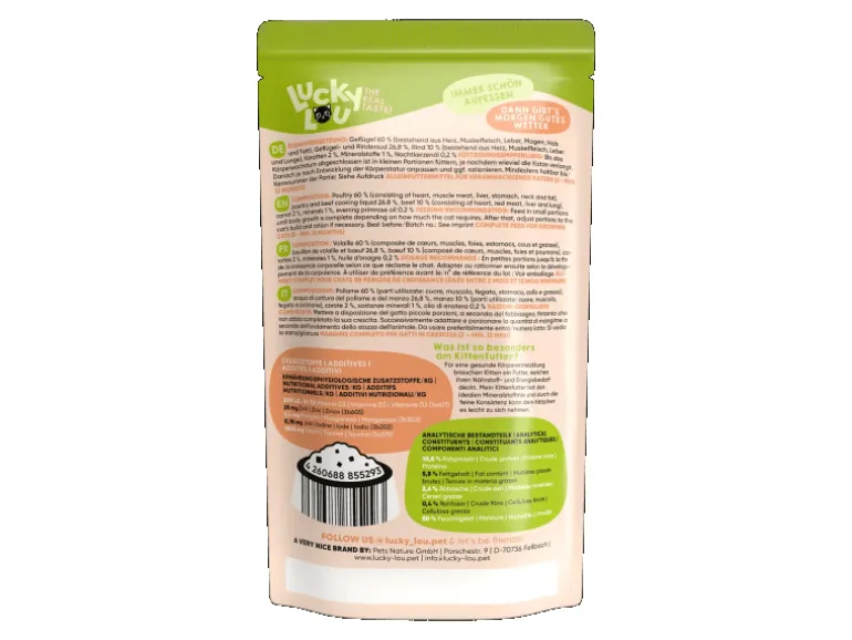 Lucky Lou Katzen-Nassfutter Lifestage Kitten Geflügel & Rind 125 g
