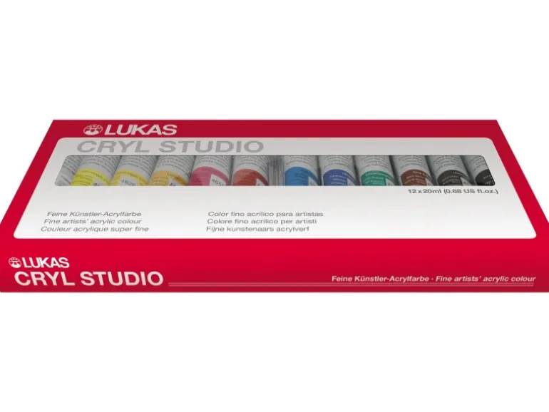 Lukas Cryl Studio Acrylfarben-Set 12 x 20 ml Tuben im Karton-Etui