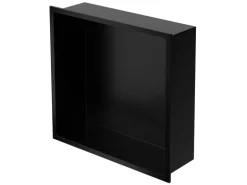 LuxeBath Wandnische aus Edelstahl 30x30x10 cm Schwarz Duschnische mit Rahmen