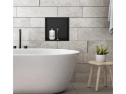 LuxeBath Wandnische aus Edelstahl 30x30x10 cm Schwarz Duschnische mit Rahmen