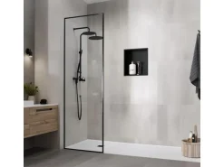 LuxeBath Wandnische aus Edelstahl 30x30x10 cm Schwarz Duschnische mit Rahmen