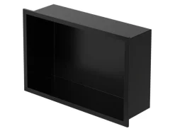 LuxeBath Wandnische aus Edelstahl 20x30x10 cm Schwarz Duschnische mit Rahmen