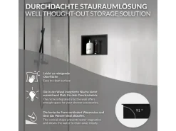 LuxeBath Wandnische aus Edelstahl 20x30x10 cm Schwarz Duschnische mit Rahmen