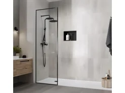 LuxeBath Wandnische aus Edelstahl 20x30x10 cm Schwarz Duschnische mit Rahmen