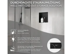 LuxeBath Wandnische aus Edelstahl 30x30x10 cm Schwarz Duschnische Einbauregal