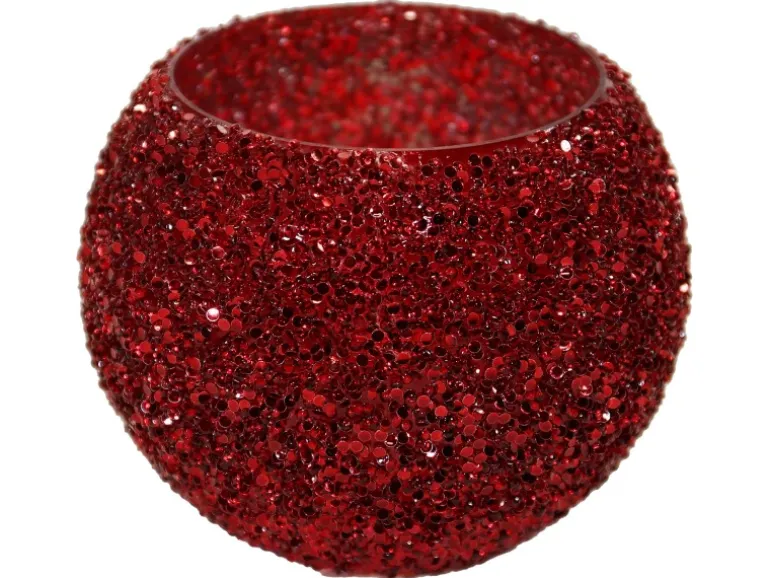M Colections Vase Strass Bowl Rot Ø 16 cm x 12 cm