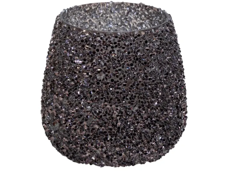 M Colections Vase Strass Cauldron Schwarz Ø 16 cm x 16,5 cm