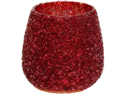 M Colections Vase Strass Cauldron Rot Ø 16 cm x 16,5 cm