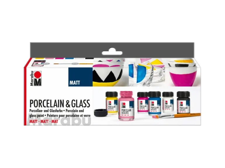 Marabu Starter-Set Porcelain & Glass Matt 7-teilig