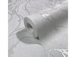 Marburg Vliestapete mit Geschwungenen Glänzenden Linien Grafik Weiß FSC®