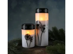 Marelida LED Grablicht Grabkerze Pusteblume Friedhof Trauer Gedenklicht 12cm Timer Weiß