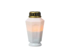 Marelida LED Grablicht Grabkerze Grableuchte Orange Flackernd Timer H 15,5cm Weiß 5Stück
