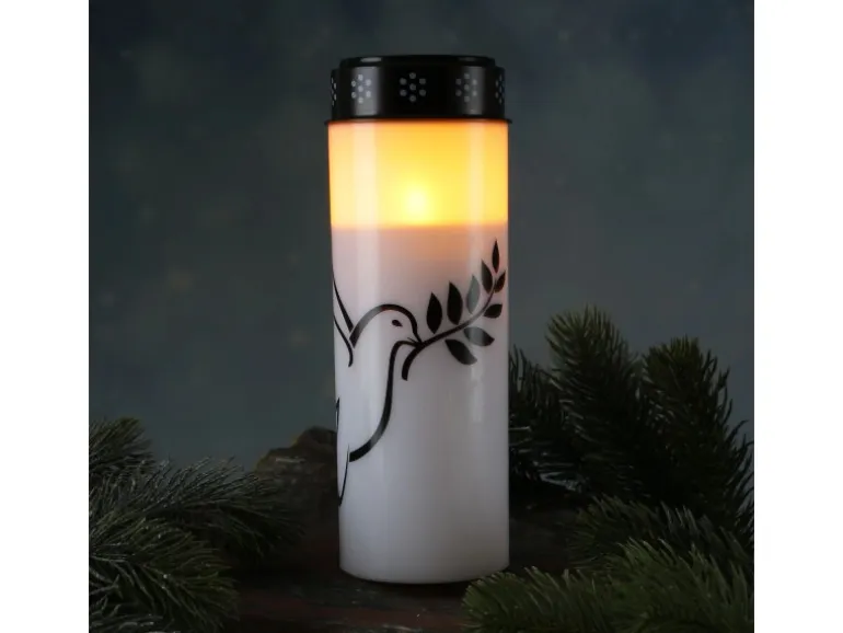Marelida LED Grablichter Grabkerzen Taube Friedhof Trauerlicht Gedenklicht 21cm 2er Set