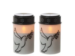Marelida LED Grablichter Grabkerzen Taube Friedhof Trauerlicht Gedenklicht 12cm 2er Set