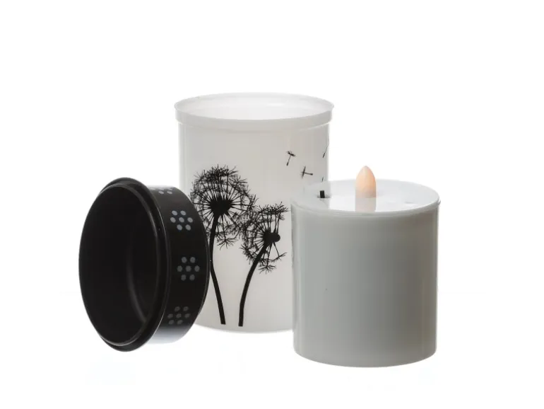 Marelida LED Grablichter Grabkerzen Pusteblume Friedhof Trauer Gedenklicht 12cm 2er Set