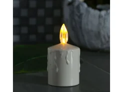 Marelida LED Kerze Grabkerze Grablicht Für Laternen H 11,5cm Lichtsensor Bis 500h Beige