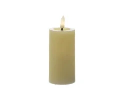 Marelida LED Kerze LINA Rustik Optik Echtwachs Flackernde 3D Flamme Timer H 12,5cm Creme
