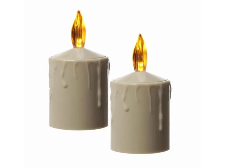 Marelida LED Kerzen Grabkerze Grablicht Für Laternen H 11,5cm Sensor Bis 500h Beige 2St