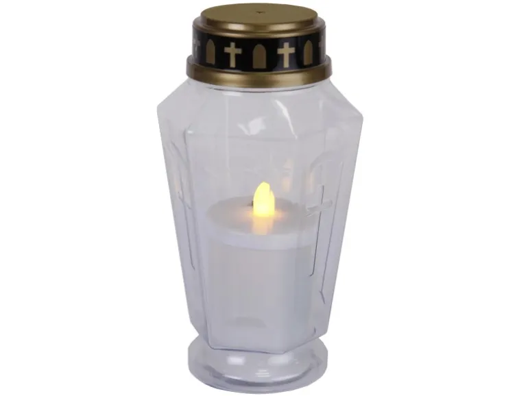 Marelida LED Novenkerze Serene Grabkerze Grablicht Für Grableuchte Flackernd 1000h Weiß