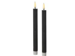 Marelida LED Stabkerzen Tafelkerzen Spitzkerzen Echtwachs Rustik Optik H 24cm Grau 2St
