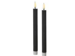 Marelida LED Stabkerzen Tafelkerzen Spitzkerzen Echtwachs Rustik Optik H 24cm Grau 2St