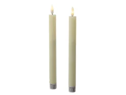 Marelida LED Stabkerzen Tafelkerzen Spitzkerzen Echtwachs Rustik Optik H 24cm Creme 2St