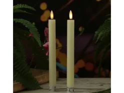 Marelida LED Stabkerzen Tafelkerzen Spitzkerzen Echtwachs Rustik Optik H 24cm Creme 2St