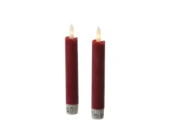 Marelida LED Stabkerzen Tafelkerzen Spitzkerzen Echtwachs Rustik Optik H 15cm Rot 2St