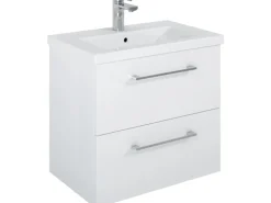 Maximus Waschbeckenunterschrank Cheese 60 cm Weiß Hochglanz mit 2 Schubladen
