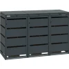 MBOX24 Classic Mülltonnenbox für 3 Mülltonnen (120L) aus Verzinktem Stahl 3er Metall Mülltonnenverkleidung in Anthrazit Robust & Wetterfest