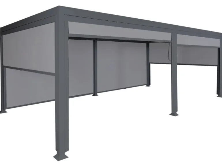 MCW Alu Pergola L41 mit 6x Seitenwand Anthrazit 3x6m