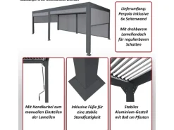 MCW Alu Pergola L41 mit 6x Seitenwand Anthrazit 3x6m