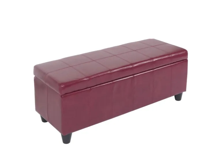 MCW Aufbewahrungs-Truhe Kriens Leder/Kunstleder 112x45x45cm Rot