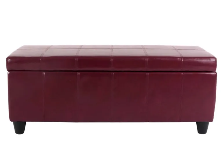 MCW Aufbewahrungs-Truhe Kriens Leder/Kunstleder 112x45x45cm Rot
