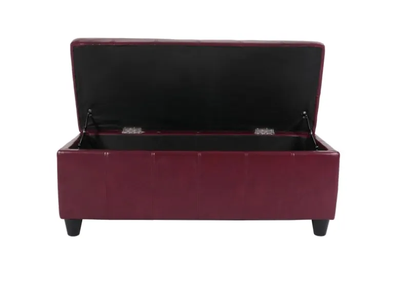 MCW Aufbewahrungs-Truhe Kriens Leder/Kunstleder 112x45x45cm Rot