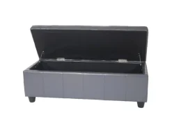 MCW Aufbewahrungs-Truhe Kriens Leder Und Kunstleder 112x45x45cm Grau