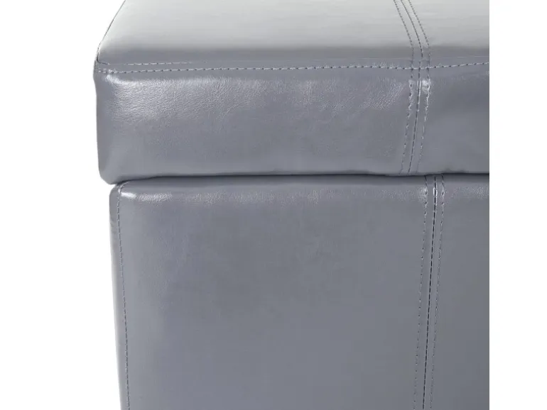 MCW Aufbewahrungs-Truhe Kriens Leder Und Kunstleder 112x45x45cm Grau
