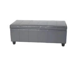 MCW Aufbewahrungs-Truhe Kriens Leder Und Kunstleder 112x45x45cm Grau