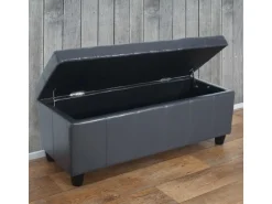 MCW Aufbewahrungs-Truhe Kriens Leder Und Kunstleder 112x45x45cm Grau