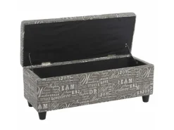 MCW Aufbewahrungs-Truhe Kriens Stoff/Textil 45x114x45cm Schriftzug Grau