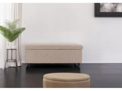 MCW Aufbewahrungs-Truhe Kriens Stoff/Textil 45x114x45cm Beige