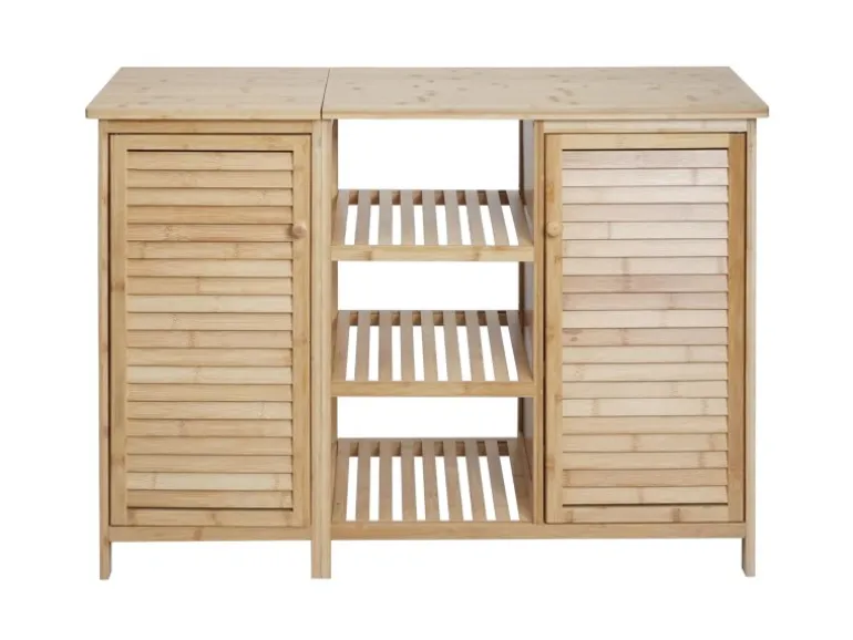 MCW Badezimmerschrank B18 2 Türen Bambus 87x99x33cm