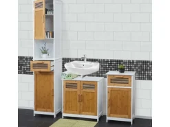 MCW Badset A85 Hochschrank Waschbeckenunterschank Kommode