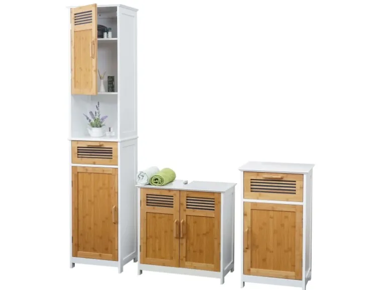 MCW Badset A85 Hochschrank Waschbeckenunterschank Kommode