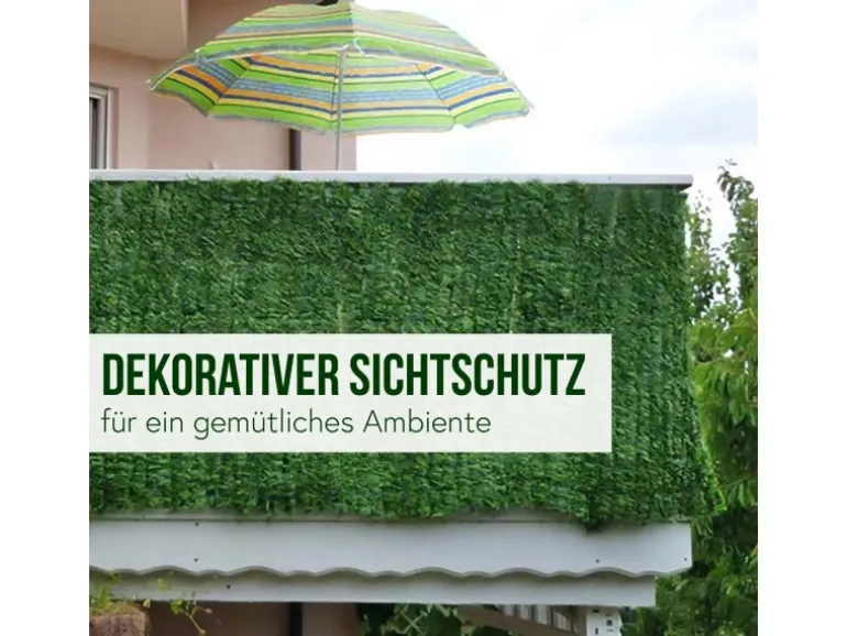 MCW Balkonsichtschutz N77 500x100cm Blatt - 500x100cm Blatt Dunkel